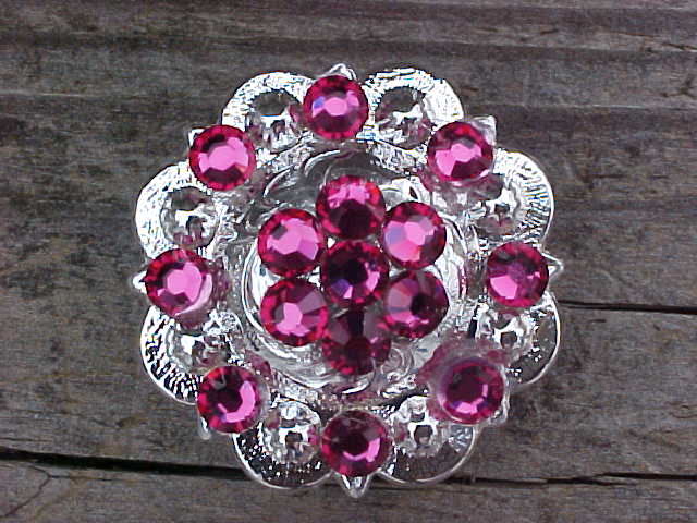 Silver Berry Fuschia Crystal Concho-Bling-