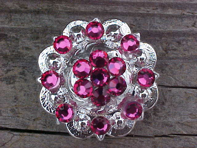 Silver Berry Fuschia Crystal Concho-Bling-