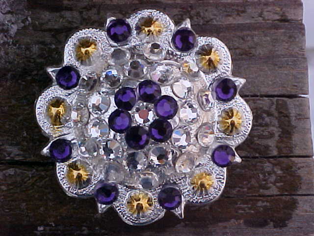 Light Sapphire Clear & Lilac Antique Silver 1.25 Disc European Crystal Concho
