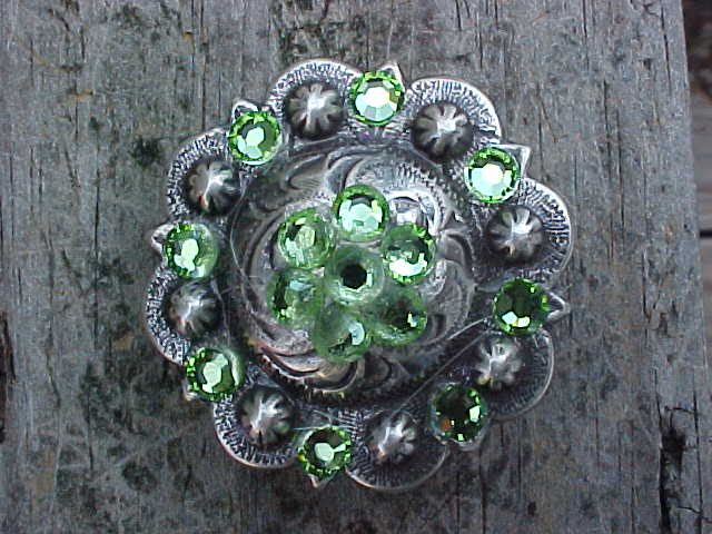 Anituqe Silver Berry concho with Lime Green Swarovski Crystals