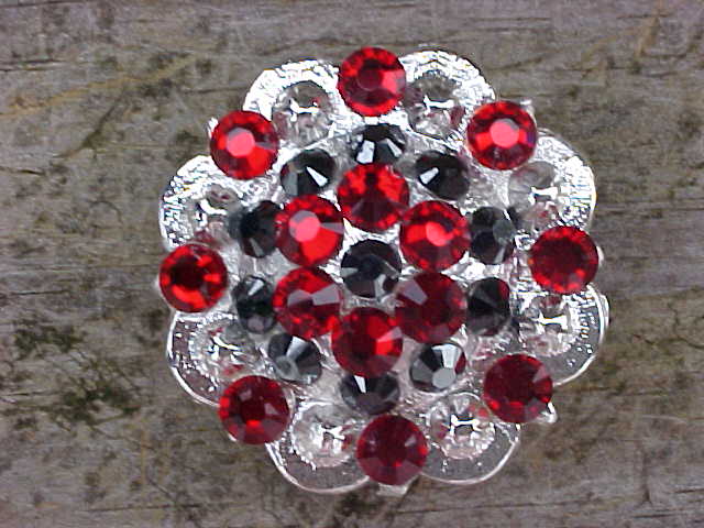 SIlver Berry Concho with Dark Red and Hematite Swarovski Crystals