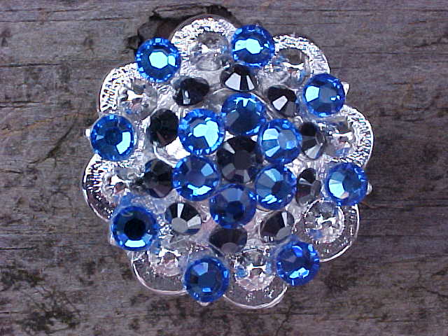 Silver Berry Concho with Sapphire Blue and Hematite Swarovski Crystals