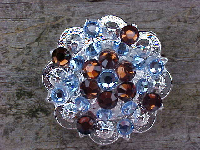 Light Sapphire Clear & Lilac Antique Silver 1.25 Disc European Crystal Concho